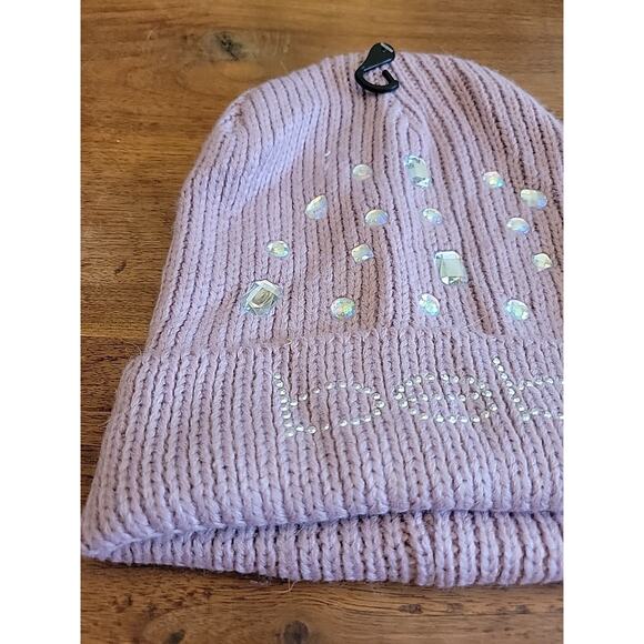 bebe Beanie Hat Pink with Rhinestones & Bling NWT - Picture 2 of 6